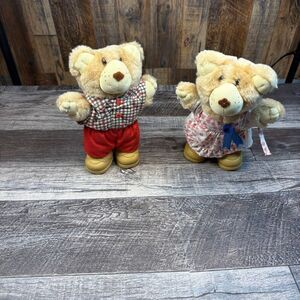 Vintage 1986 Appalachian Artworks Boy & Girl Bear Plush Set – Matching Outfits –